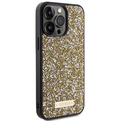 4. Guess Rhinestone Metal Logo case for iPhone 15 Pro - yellow