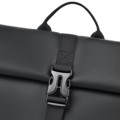 23. Rivacase Eden Backpack Roll-Up Backpack Black Polyester, Waxed Leather (Pull Up)