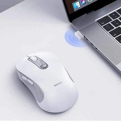 7. Baseus F02 Ergonomic Wireless Mouse USB 2.4GHz - White