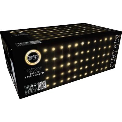 44. CHRISTMAS TREE LIGHTS LIGHT CURTAIN OUTSIDE/INTERNAL 120 LED 300X60CM WITH REMOTE CONTROL WARM WHITE