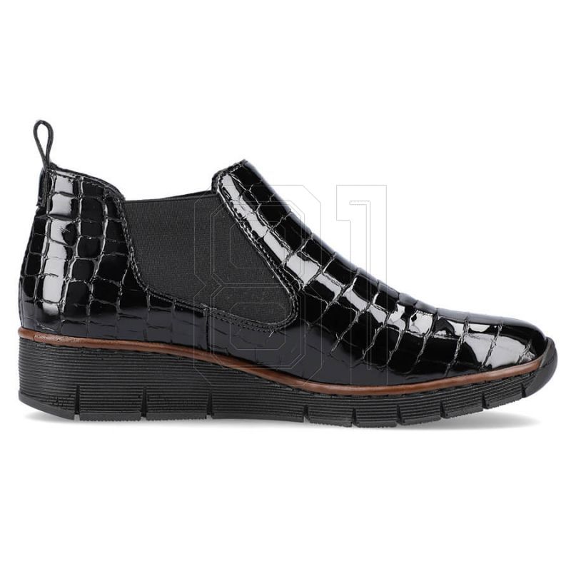 9. Rieker W R474 snakeskin leather ankle boots black