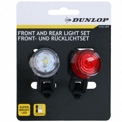 4. SET OF SILICONE LED BIKE LIGHTS FRONT AND REAR ROUND BLACK DUNLOP