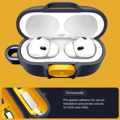 5. Spigen Nano Pop Case for AirPods Pro 3 - Navy Blue and Yellow