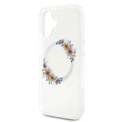 6. Guess IML Flowers Wreath MagSafe iPhone 16 Plus Case - Clear