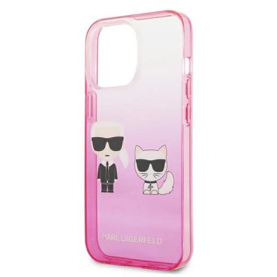 6. Karl Lagerfeld Gradient Ikonik Karl&Choupette Case for iPhone 13 Pro / iPhone 13 - Pink