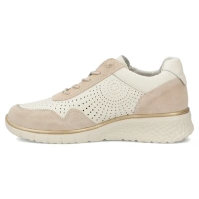 3. Women's leather sneakers with openwork wedges, beige Filippo DP7605