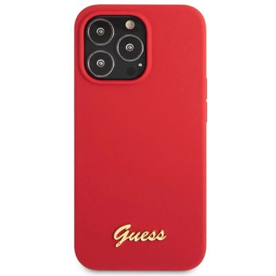 3. Guess GUHCP13XLSLMGRE iPhone 13 Pro Max 6.7" red/burgundy hard case Silicone Vintage Gold Logo