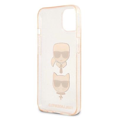 7. Karl Lagerfeld Glitter Karl's & Choupette Head Case for iPhone 13 mini - Gold