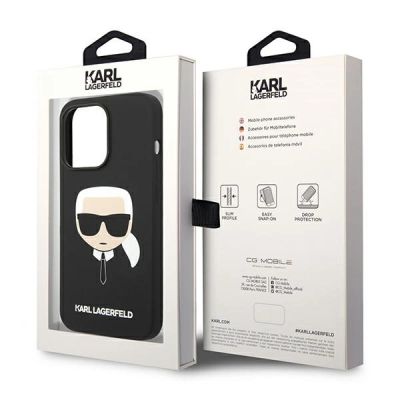 8. Karl Lagerfeld Silicone Karl`s Head Case for iPhone 14 Pro Max - Black