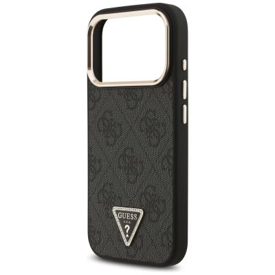 6. Guess 4G Triangle Logo MagSafe Case for iPhone 17 Pro - Black and Gold