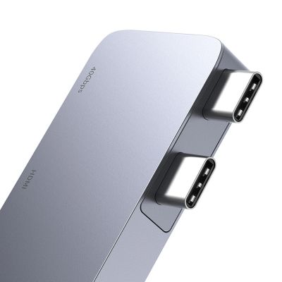 6. Baseus UltraJoy Series 6-in-1 USB-C 40 Gb/s USB 3.0 HDMI 4K USB Hub with SD and microSD Reader - Gray