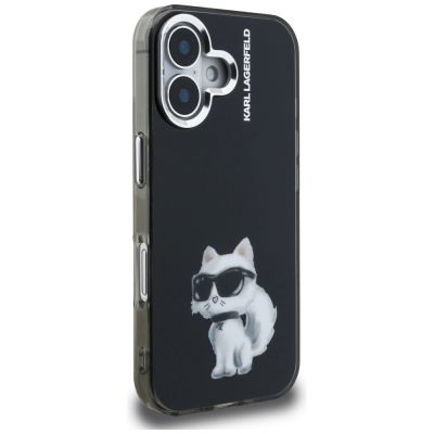 4. Karl Lagerfeld IML Aquarelle Choupette & Logo iPhone 16 Case - Black