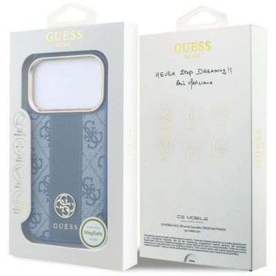 8. Guess 4G with Stripe Round and Classic Logos MagSafe Case for iPhone 17 Pro / 18 Pro - Blue