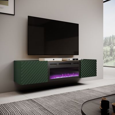 2. TV cabinet with electric fireplace ONDA 180.5x40xH58.39 green (standing or hanging)