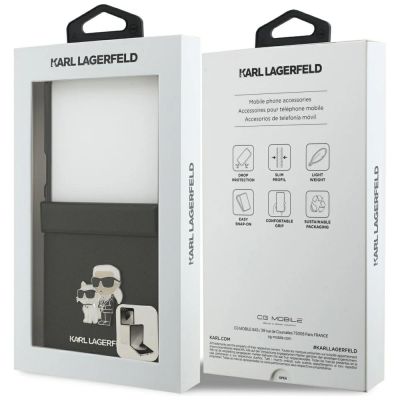 8. Karl Lagerfeld Saffiano Karl&Choupette Pin Case for Samsung Galaxy Z Flip 7 - Black