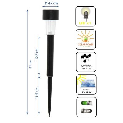 7. LED SOLAR LAMP O4.7x30.5cm PLASTIC SET 10 PCS