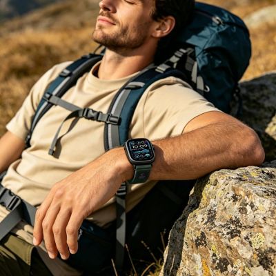 4. Tech-Protect Nylon Elite Strap for Apple Watch 44/45/46/49 mm - Green/Orange