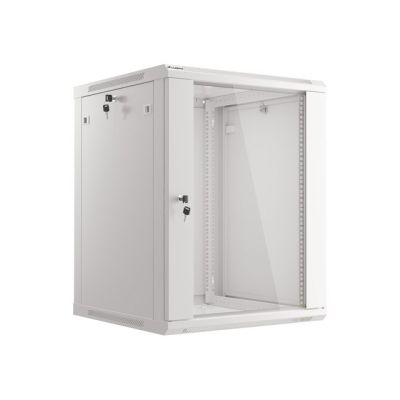 3. Lanberg WF01-6615-10S rack cabinet (15U; 769mm / 600mm / 600 mm; wall-mounted; Glass; 19''; gray)