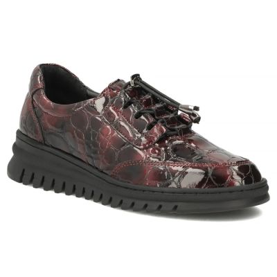 Women's leather half-notes on a wedge, lacquered crocodile burgundy Filippo DP8102