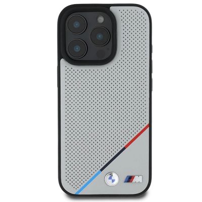 3. BMW M Perforated Tricolor Line MagSafe Case for iPhone 16 Pro - Gray