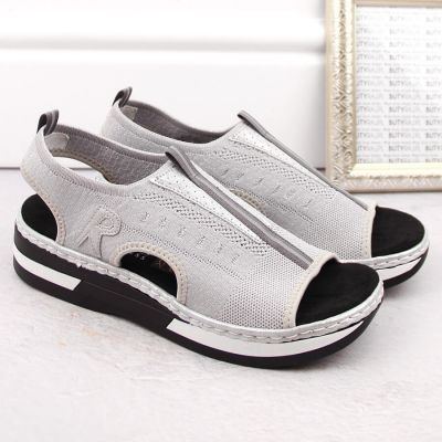 13. Rieker W RKR686 metallic comfortable slip-on sandals 