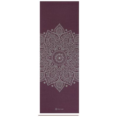 10. Gaiam Midnight Plum Sundial Flower Yoga Mat 5mm 65734