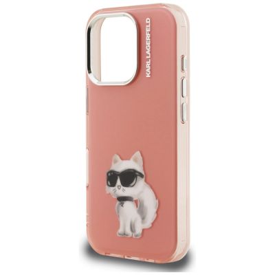 6. Karl Lagerfeld IML Aquarelle Choupette & Logo Case for iPhone 16 Pro Max - Pink