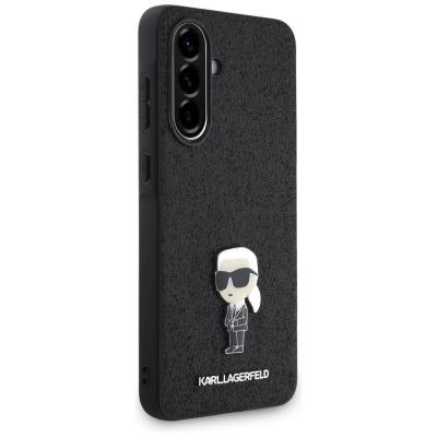 3. Karl Lagerfeld Fixed Glitter Ikonik Logo Metal Pin Case for Samsung Galaxy A36 - Black
