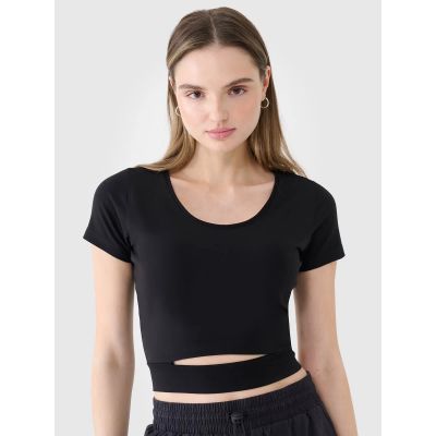 Women's crop top plain T-shirt 4F 4FRSS25TTSHF2695-20S