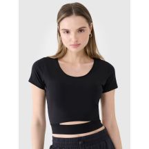 Women's crop top plain T-shirt 4F 4FRSS25TTSHF2695-20S