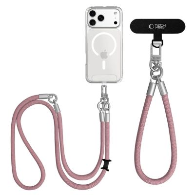 4. Tech-Protect C10S Crossbody Phone Lanyard (114 cm) + Wrist Strap (31 cm) - Pink Titanium