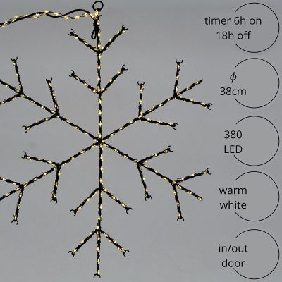 6. DECORATIVE HANGING SNOWFLAKE WITH 380 LEDS, WARM WHITE
