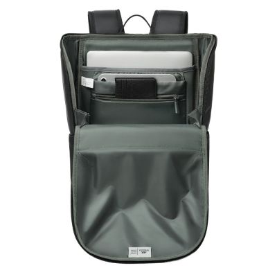 11. Rivacase Eden City Backpack Black Polyester, Waxed Leather (Pull Up)