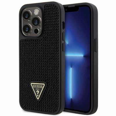 Guess Rhinestone Triangle Case for iPhone 14 Pro - Black