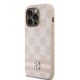 2. DKNY Leather Checkered Mono Pattern & Printed Stripes case for iPhone 14 Pro - pink