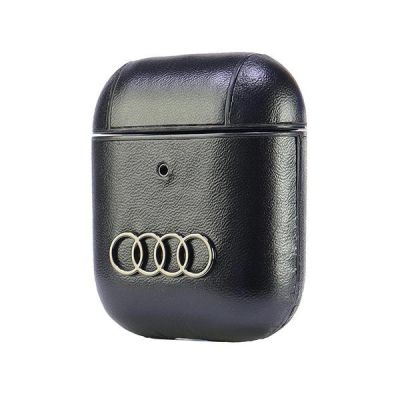 3. Audi Leather Big Logo Case for AirPods 1 / 2 - Black