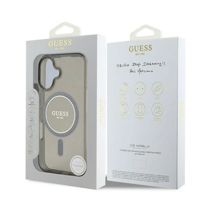 8. Guess IML Glitter Circle MagSafe case for iPhone 16 - black