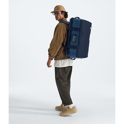 4. The North Face Base Camp Voyager Duffel Bag 62L Recycled Plastic, Thermoplastic Polyurethane Elastomers (TPU) Blue