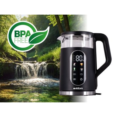 13. ELDOM CORDLESS KETTLE WITH TEMPERATURE REGULATION C560 NUVIA 2000W 1.7 L, LED DISPLAY, WATER TEMPERATURE REGULATION