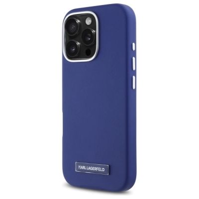 2. Karl Lagerfeld FW Metal Plate MagSafe iPhone 16 Pro Case - Blue