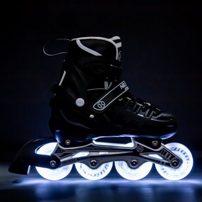 2. Nils Extreme NH10905 4in1 inline skates with replaceable hockey blade, black LED, size M (35-38)