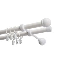Double Curtain Rod Ø 19 mm, White, 480 cm, MAX Finial, with Rings, KOWALSKI