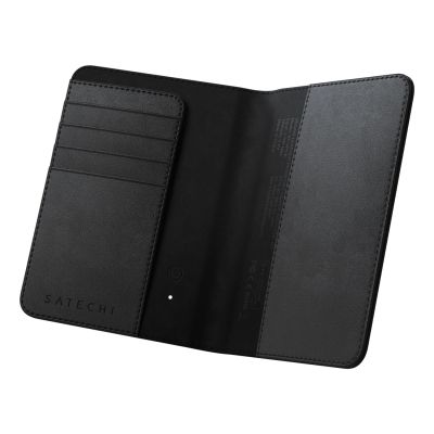 Satechi FindAll Passport Cover - Vegan Leather Passport Case with Locator Compatible with Apple Find My (Black)