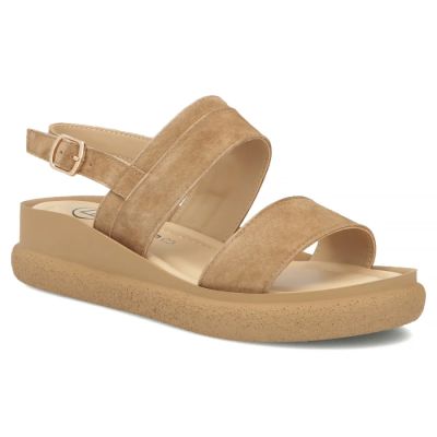 Women's leather wedge sandals camel Filippo DS7746