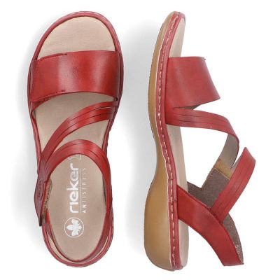 20. Rieker W RKR685 comfortable leather sandals red
