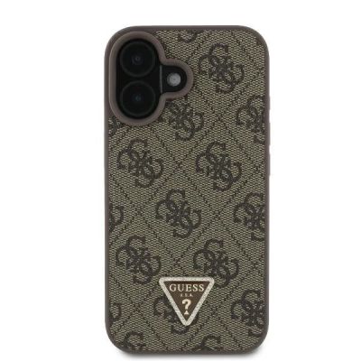 3. Guess Leather Metal Logo Strass Crossbody Case for iPhone 16 - Brown