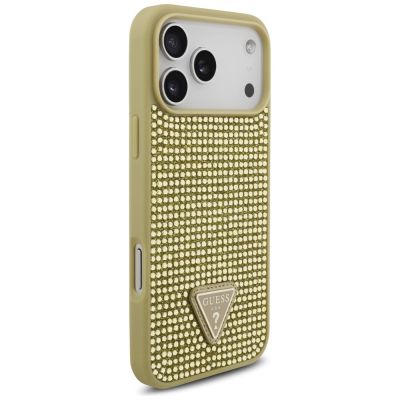 4. Guess Rhinestone Triangle Logo Case for iPhone 17 Pro Max - Gold