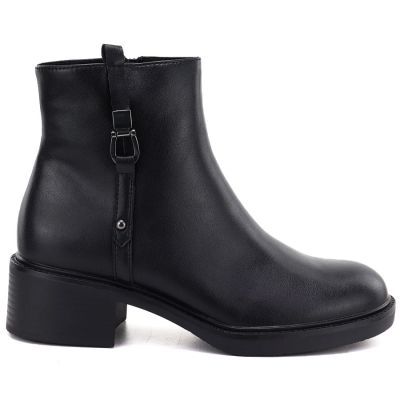 7. Black Sergio Leone women's leather block ankle boots
