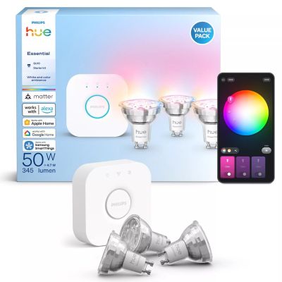 3. Philips Hue White and color ambiance Basic starter kit: 3 smart bulbs with GU10 bases (345 lm)