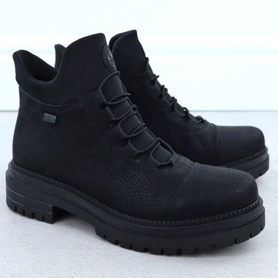 11. Women’s Black Leather Ankle Boots with Elastic Gussets, Rieker Y3163-00